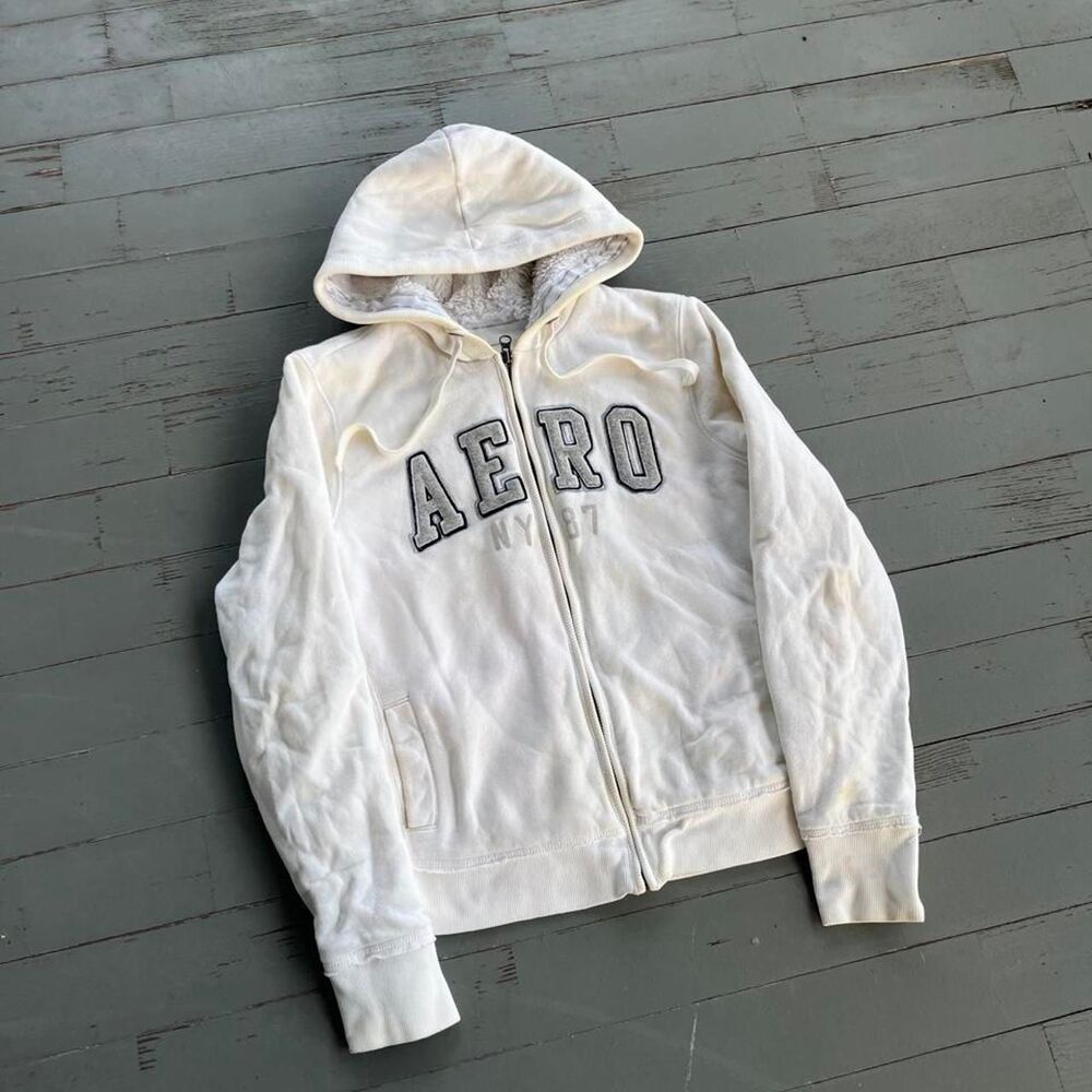 Vintage Aeropostale Streetwear Y2K Fur Lined Zip Up Hoodie